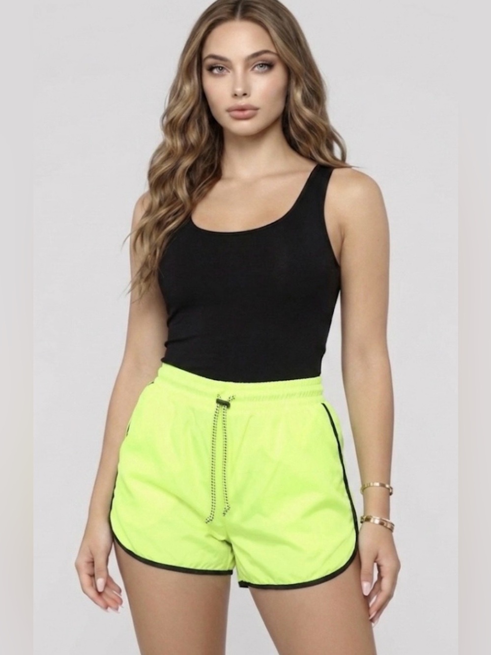 Fashion Nova Heart Hips shorts size small Neon yellow
